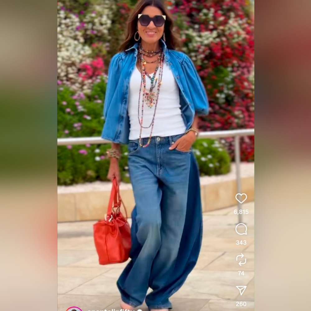 Zara ZW COLLECTION DENIM BLOUSE Puff sleeves Blue S M L NWT - Picture 3 of 15